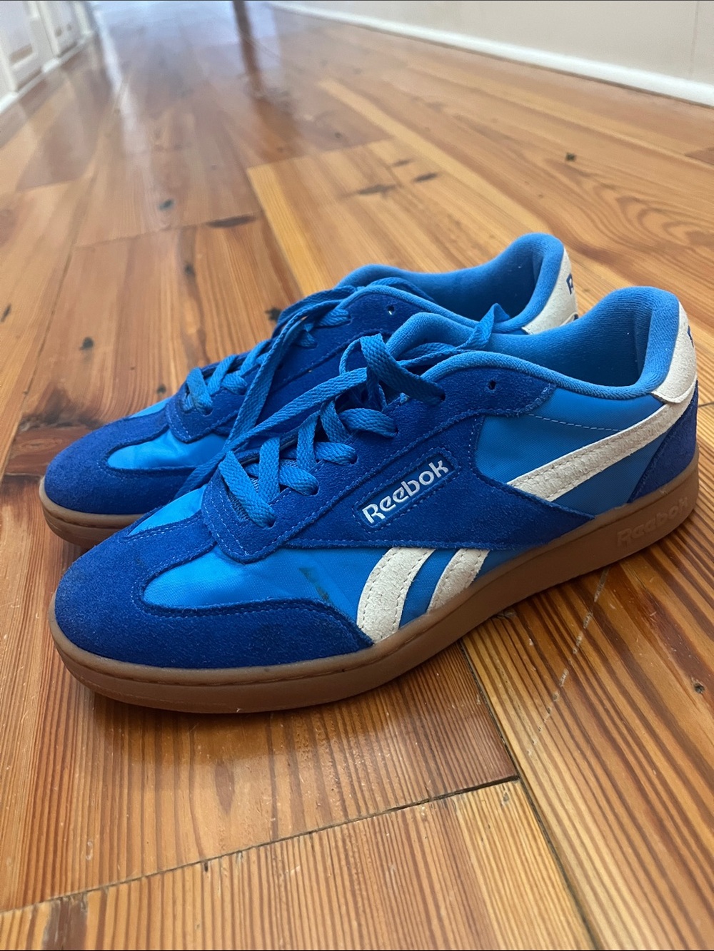 Reebok Blue Suede & Nylon Low-Top Sneakers with White Accents